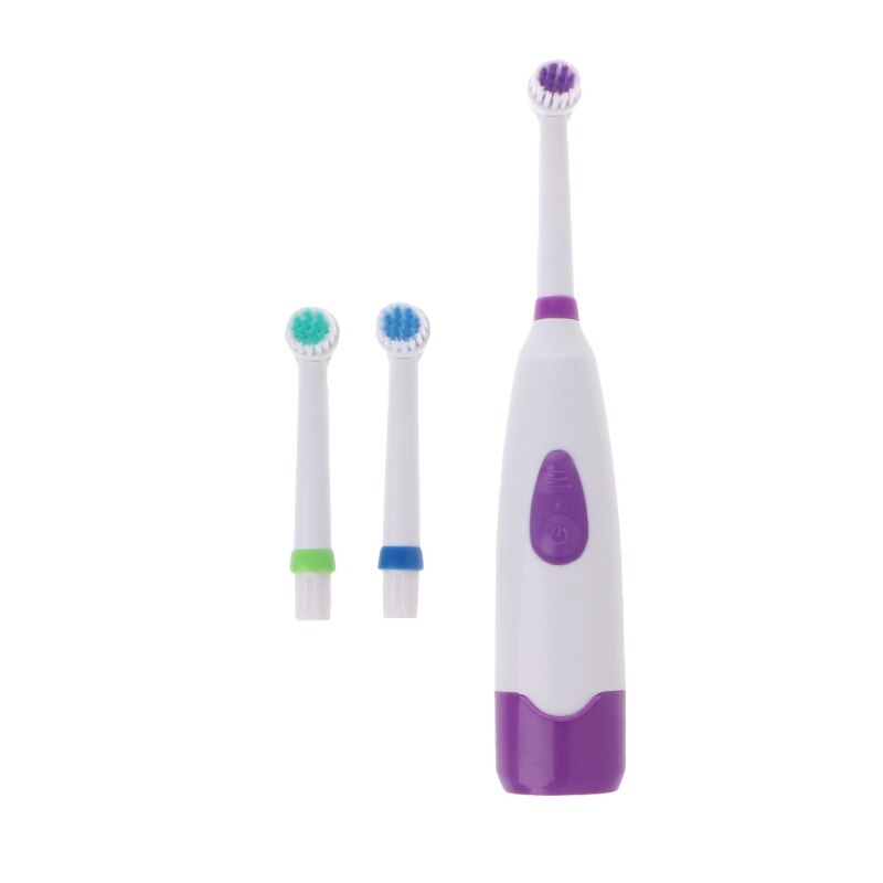 Vandtæt roterende elektrisk tandbørste med 3 børstehoved 10166: Lilla