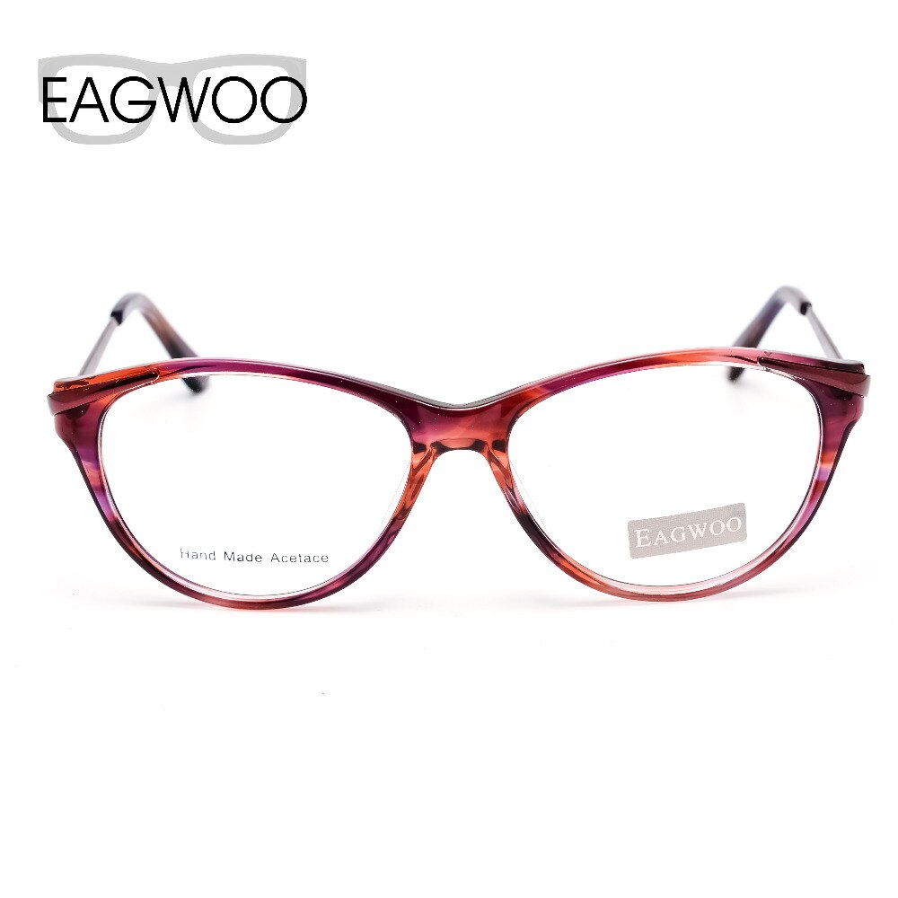 EAGWOO-gafas con de ojo de gato para mujer, lentes de con marco óptico borde completo, graduadas, color gris Tortuga, 8158
