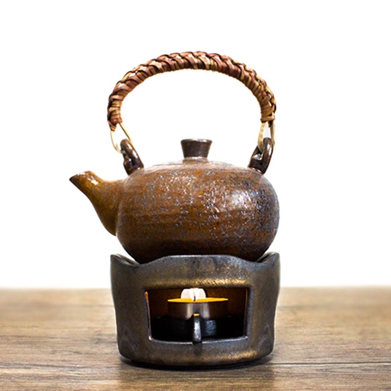 Japansk stil varm te komfur groft keramik vintage base kung fu te sæt tilbehør tekande holder stearinlys varme te ovne