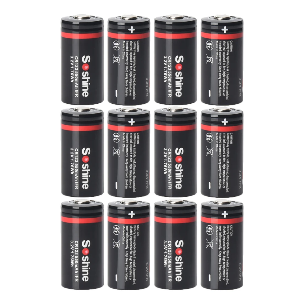 Soshine 16340 550 mAh LiFePO4-Akku RCR123 3,2 V wiederaufladbarer Akku 2000 Zeitentladezyklus für Taschenlampe, Scheinwerfer, Mini-Lüfter: verrotten