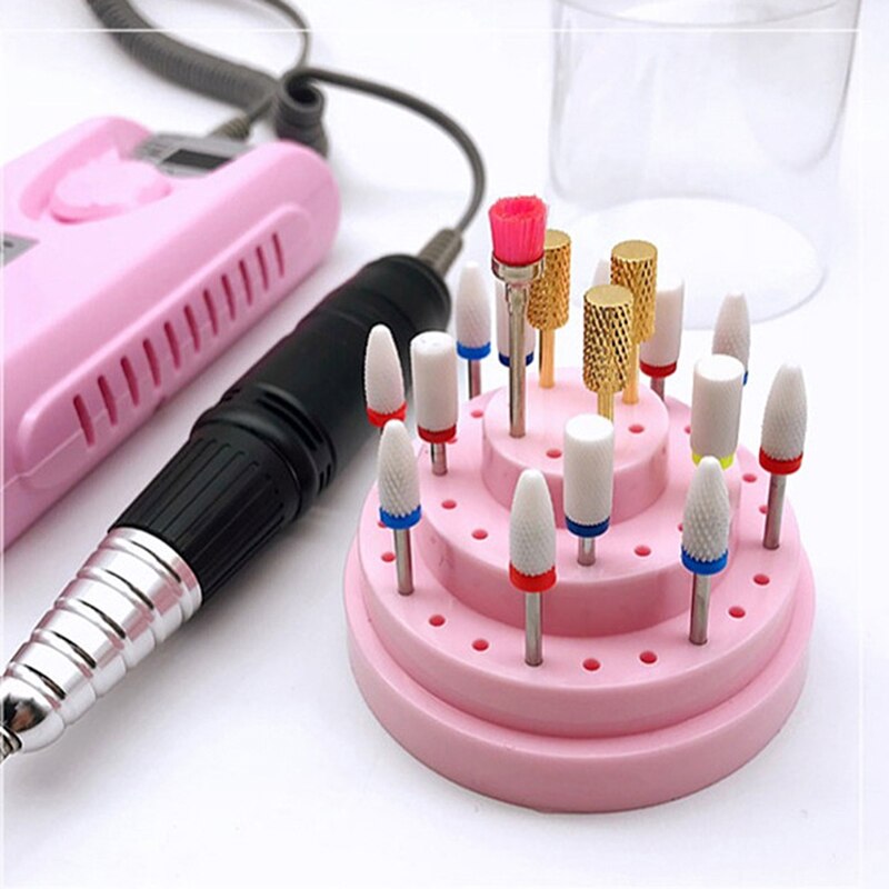 48 Holes Empty Holder Storage Box Holder Stand Display Container Manicure Accessories Acrylic Cover Tools Nail Art Drill Bits