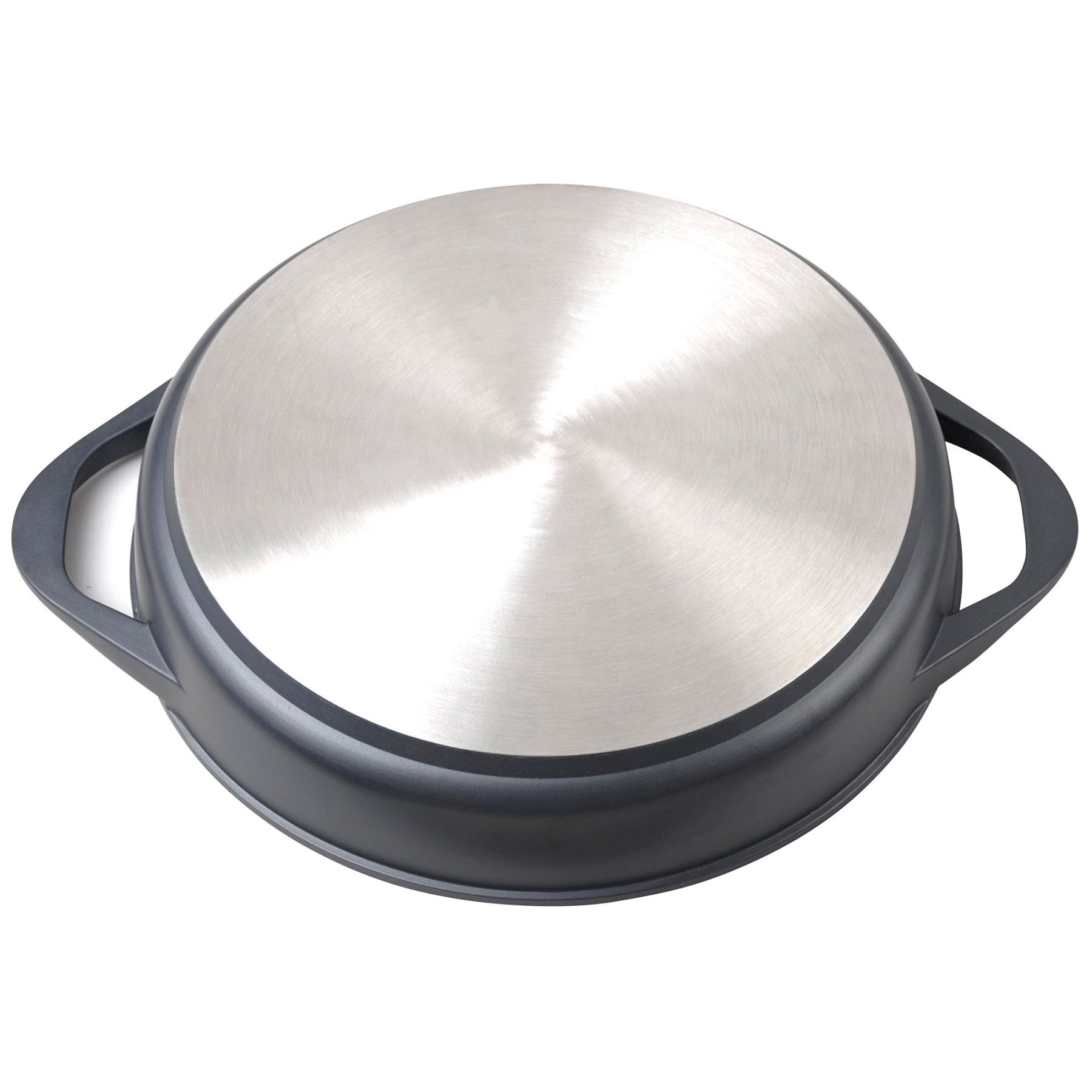 Wecook Ecostone Cazuela Baja Inducción Tapa Cristal 24cm, Antiadherente sin PFOA, Aluminio Fundido, 5mm, 7,5cm alto Negro
