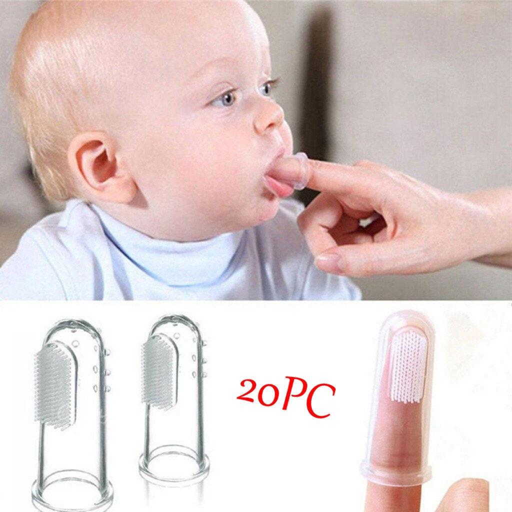 40 #20pc infantile bébé doigt brosse à dents dents clair Silicone doux brosse à dents en caoutchouc Silicone souple bébé nettoyage brosse à dents