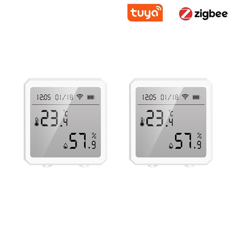 Tuya zigbee 3.0 intelligenter temperatur- und feuchtigkeitssensor für smart homes – hygrometer, thermometer und detektor für alexa und google home: Typ -b 2 stück