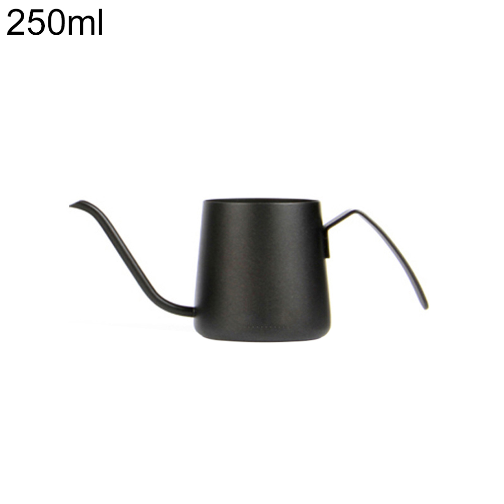 250/350ml kaffekjeler i rustfritt stål, lang tut, helle over kaffekannemaskinen: Svart 250ml