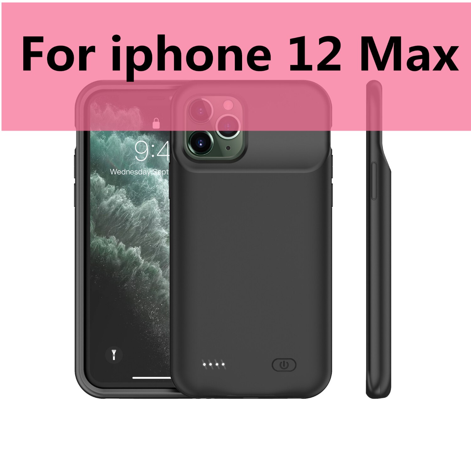 Caso de banco de potência carregador para iphone 11 pro max x xr xs max 12 pro max ultra fino carregador de bateria capa para iphone7 8 plus se 2020: black for 12 max