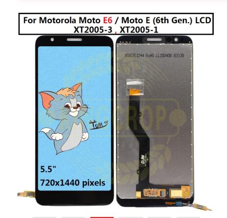 Voor Motorola Moto E6s Lcd E6 Spelen E6 Plus Display Touch Screen Sensor Digiziter Vergadering Voor Moto E6 Plus E6 e6S Lcd Met Frame: E6 Black No Frame