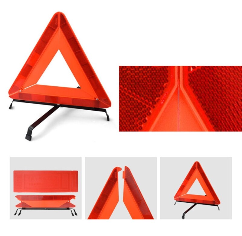 Car Triangle Warning Sign Foldable Reflective Tripod Red Safety Warning Triangle Car Accessories for Roadside Breakdown