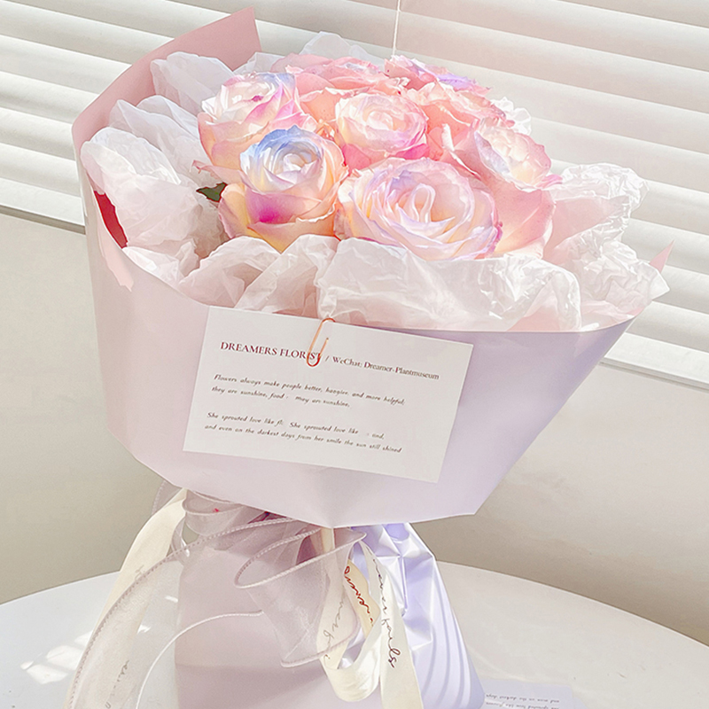 Gradient Rainbow Flowers Wrapping Paper Handmade Bouquet Wrapping Paper Flower Shop Floral Waterproof Packaging Material