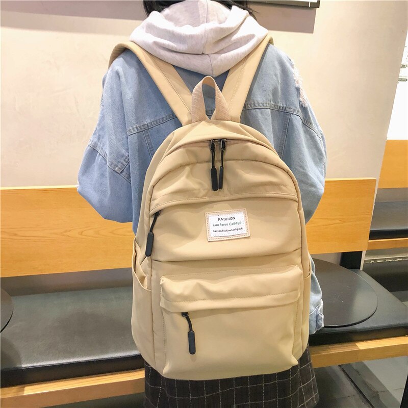 Neue Casual Einfarbig Nylon Frauen Rucksack Student Schule Tasche Teenager Mädchen Schulter Taschen Mochilas Rucksäcke Rucksack