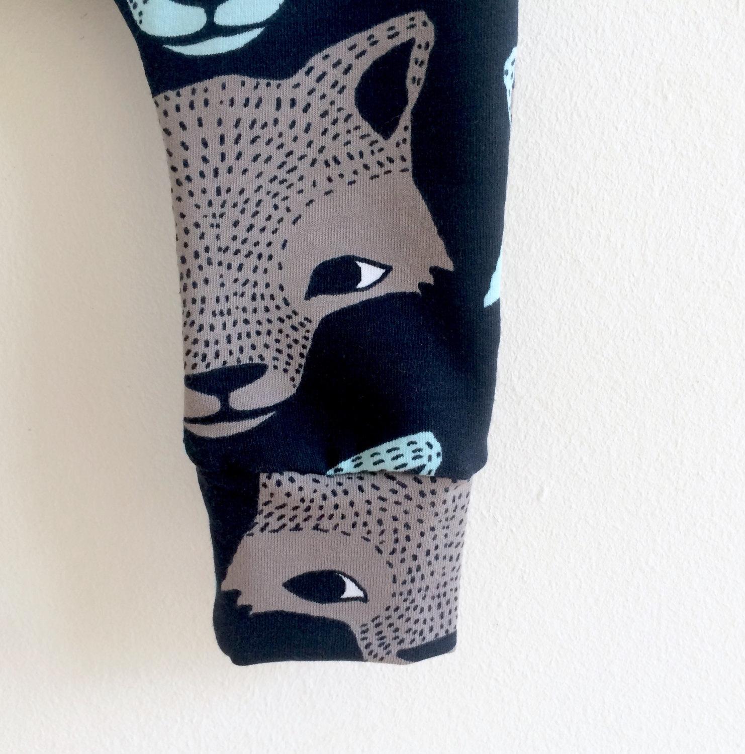 Bebê recém-nascido calça dos desenhos animados lobo imprimir menino menina leggings calças para 0-2 t