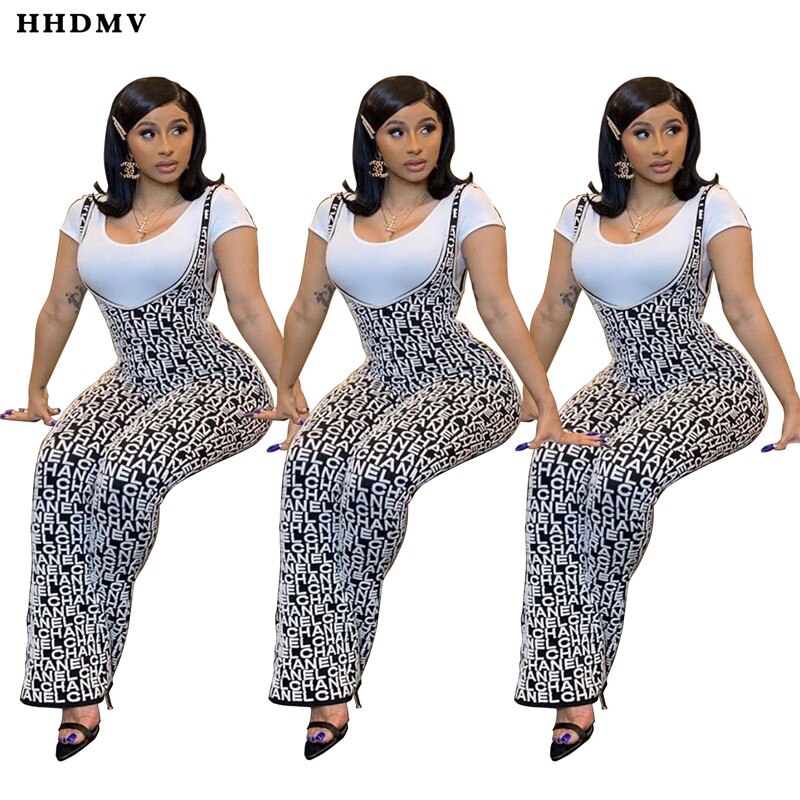 Hhdmv  bm9047 confortable languissant est paresseux style combinaisons sans manches condole ceinture lettres noir serré combinaisons pantalons longs: Noir / M