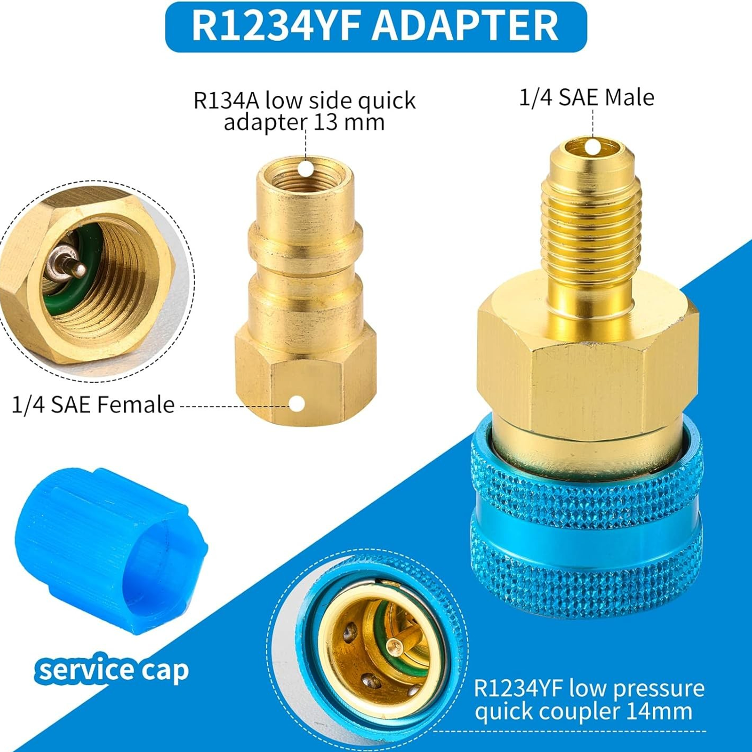 Adapter Snelkoppeling Voor R1234YF Naar R134A Hoge Lage Kant Adapter Fitting Connector Auto Airconditioning Fitting Auto Gereedschap