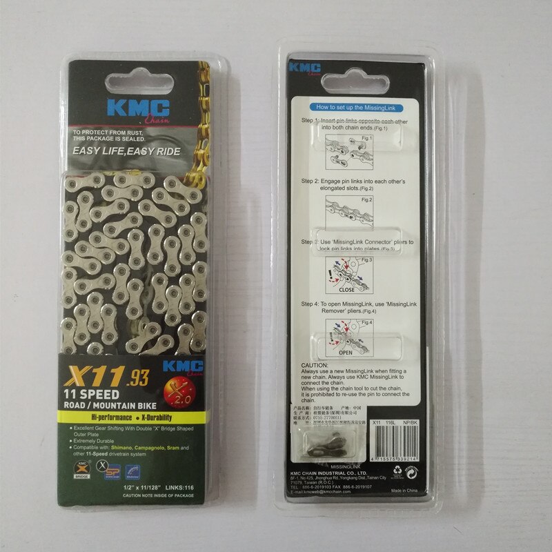 Kmc fietsketting mountainbike ketting  z7 x8 x9 x10 x10el x11 x11el racefiets mtb ketting 7/8/9/10/11 speed 116l ketting fietsonderdelen