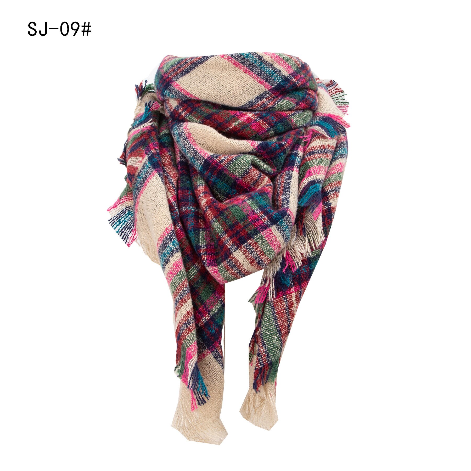 Women Winter Scarf Triangle Knitted Scarf Casual Ladies Plaid Pashmina Shawl and Wrap Female Foulard Scarves Echarpe Bufanda: khaki