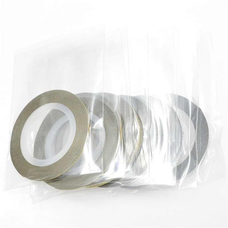 1Roll Gold Silver Nail Art Glitter Stripping Tape Line Strips Slider For Nails 1mm 3mm Sparkly Sticker Charm Decoration BENC275