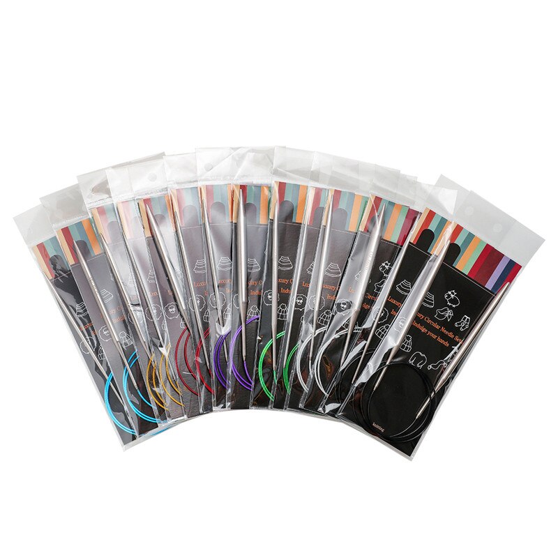 KOKNIT Rvs Breinaalden 14 stks 40-120 CM 2.25-10.0mm Ronde Dubbele Punt Breinaalden Haken DIY Weave Gereedschap