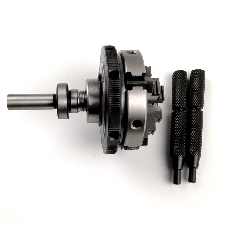 50mm Mini 4 Jaw Reversible Self-Centering M14 Thread Mount Lathe Chuck With Lock Rods K02-50+Chuck connecting rod DIY woodwork