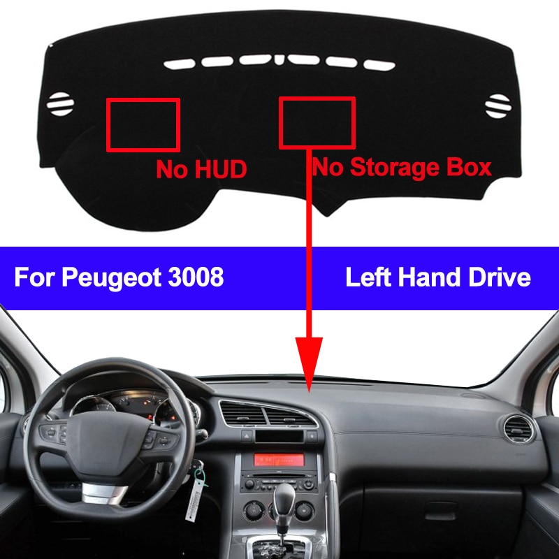 Car Dashboard Cover Dashmat For Peugeot 3008 Without HUD No Starage Box Auto Dash Mat Pad Carpet