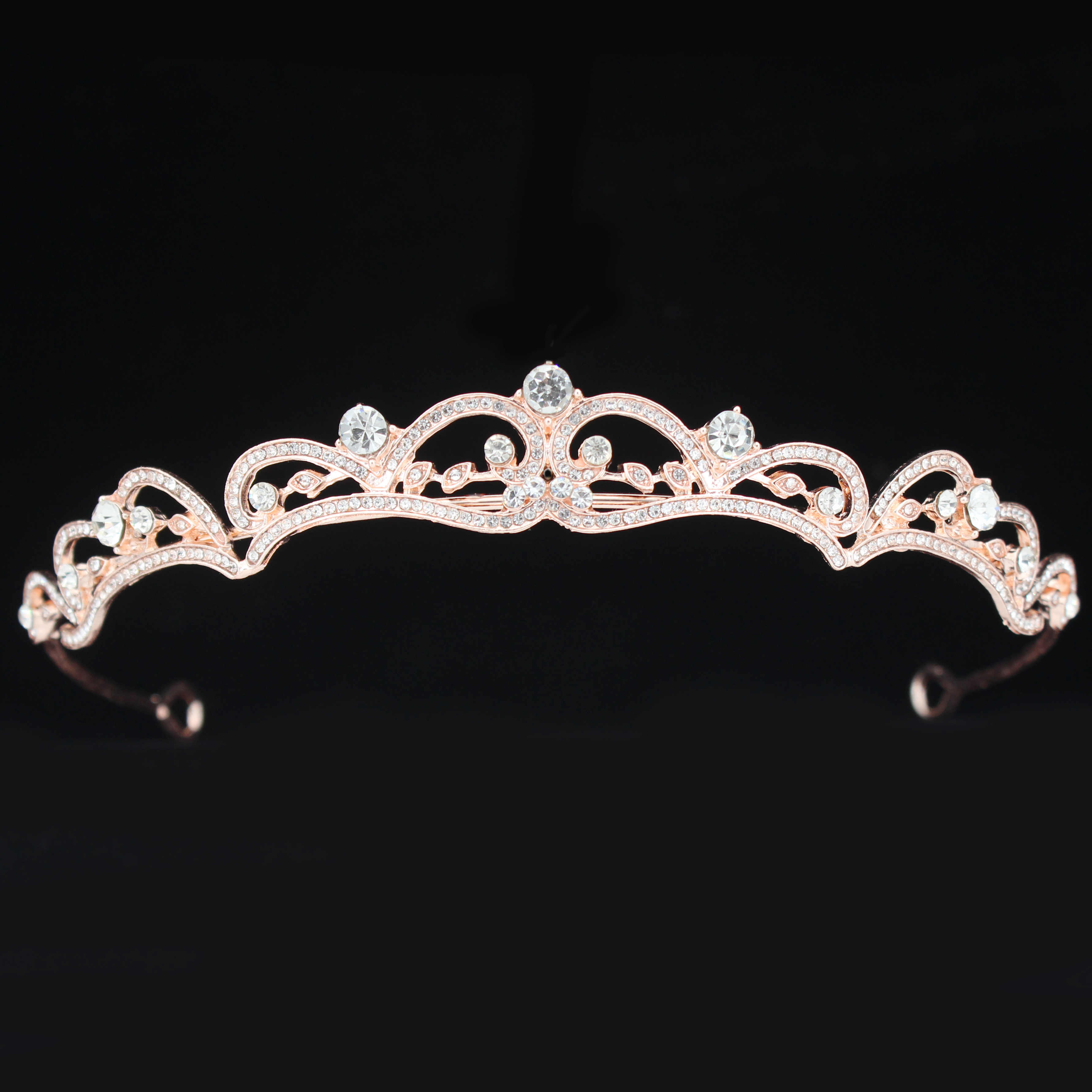 Guldfärgad kristall strass krona och tiara bröllop hårsmycken accessoarer för kvinnor brudtiaror huvudbonad flickor pannband: Antik guldpläterad