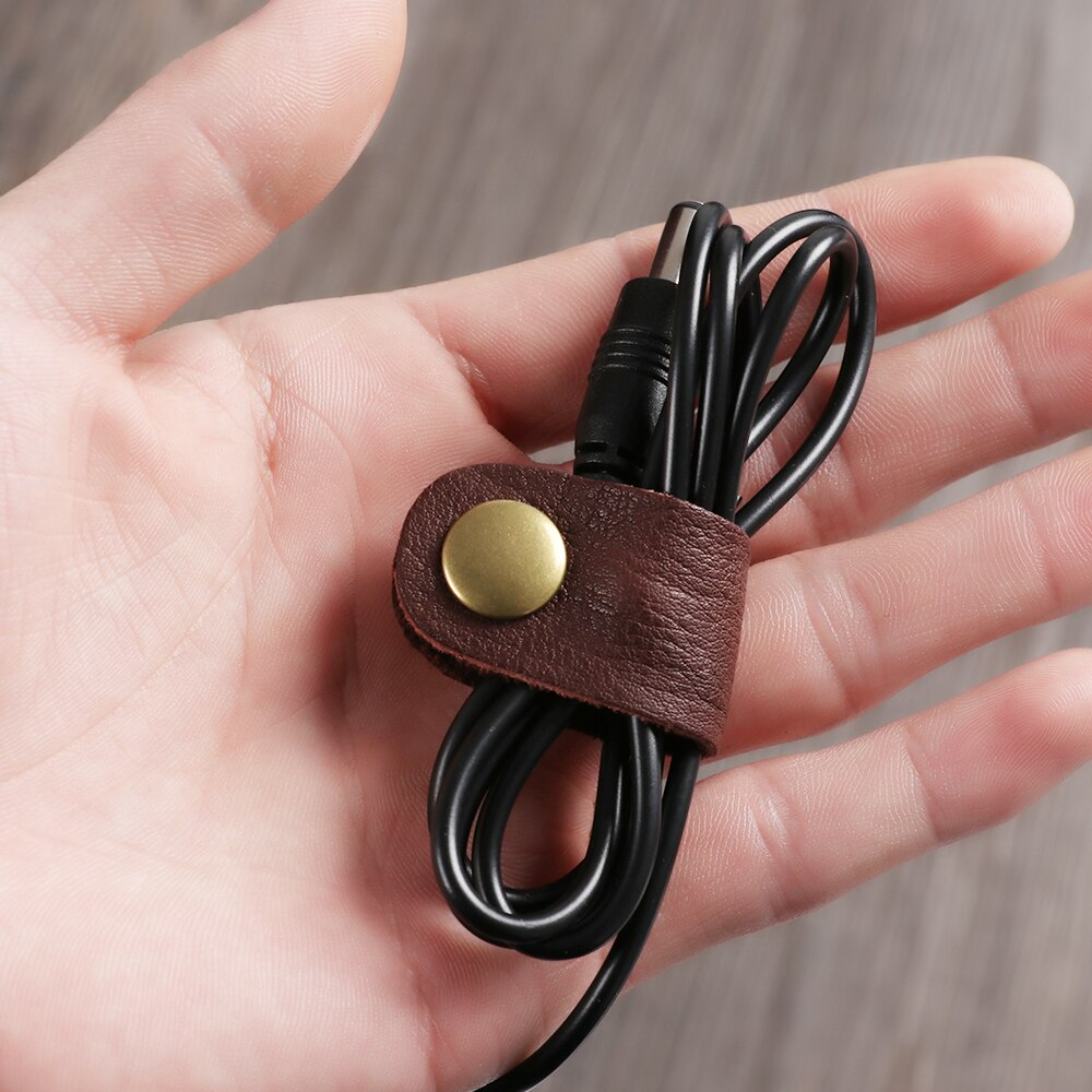 1pc 8*2cm headset øretelefon ledning bærbar usb kabel ledning læder vikler skrivebordsæt ledning arrangør hjem skole skrivebord manager