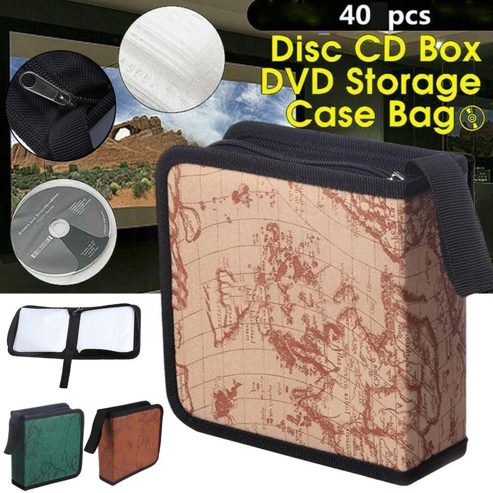 World Map Cd Vcd Dvd 40 Discs Opbergdoos Houder Pakket Opslag Album Kaart Streep Cover Home Auto Organizer Bag beschermende C Z1O0