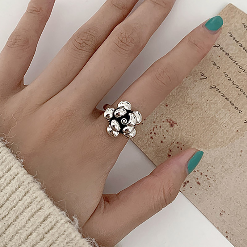 Evimi Vintage Punk 925 Sterling Zilver Sweet Bloem Ringen Fijne Sieraden Voor Vrouwen Mode Creatieve Party Accessoires: Flower B
