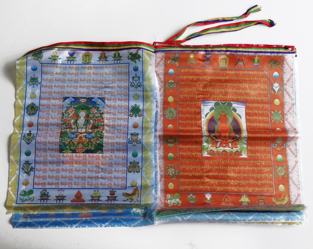 Tibetan Buddhist prayer flags,Sutra streamer,contain 10 flags,Tibet style decorative flag,a total of 3meters, clear pattern