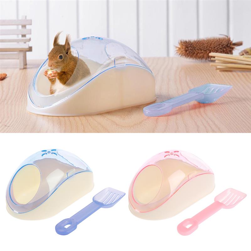 Caja de baño para hámster, contenedor de arena para baño de hámster con pala, inodoro para hámster, caja de baño para Chinchilla