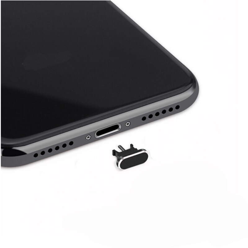 Metalen Aluminium Anti Stof Plug Voor Iphone X Xr Xs Max 8 7 Plus Jack Stof Plug Simkaart Pin telefoon Stekkers Accesorios Para Celular: Black