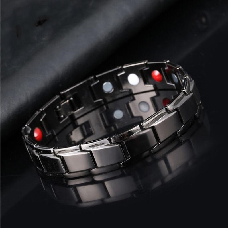4 in 1 mænd kvinder sundhed energi armbånd armbånd til gigt snoet sundt magnetisk armbånd til kvinder power therapy magneter: Sort