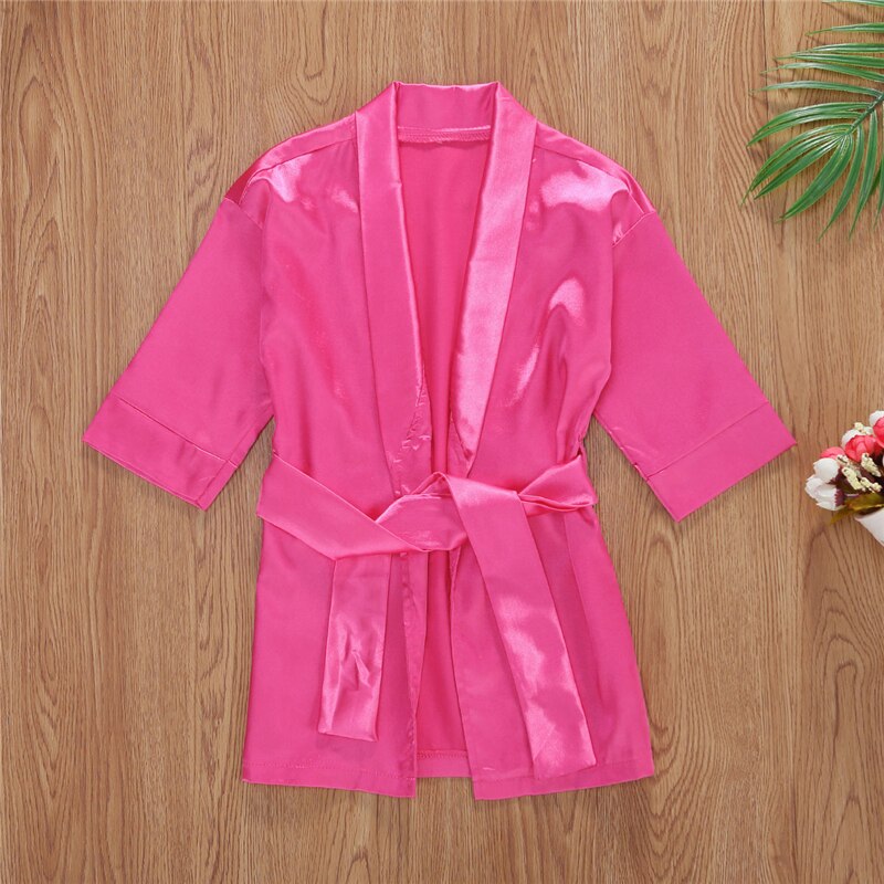 Infant Kids Baby Girls Nightgowns Long Sleeve Children Solid Nightdress Ice Silk Soft Conjoined Pajama Sleepwear Nightgown