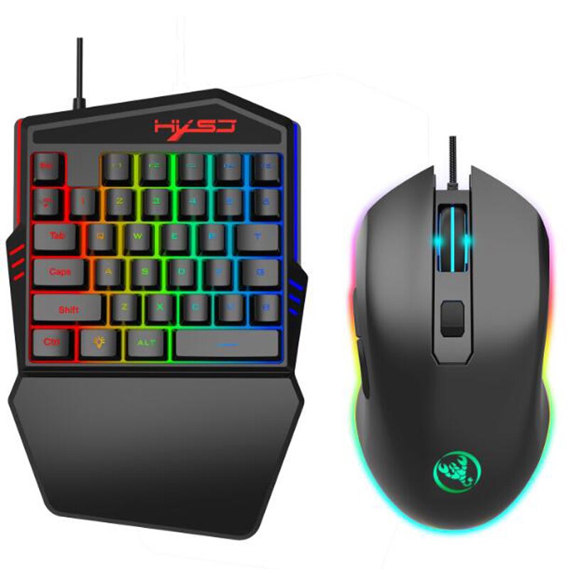 35-key film one-handed keyboard color backlight supports various games keyboard Mouse Set: Silver