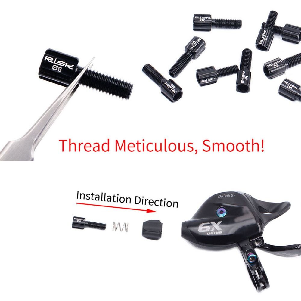 Tornillos de ajuste de palanca de pulgar para bicicleta de montaña, M5/M6, freno desviador trasero, tornillos de perno de línea de Cable