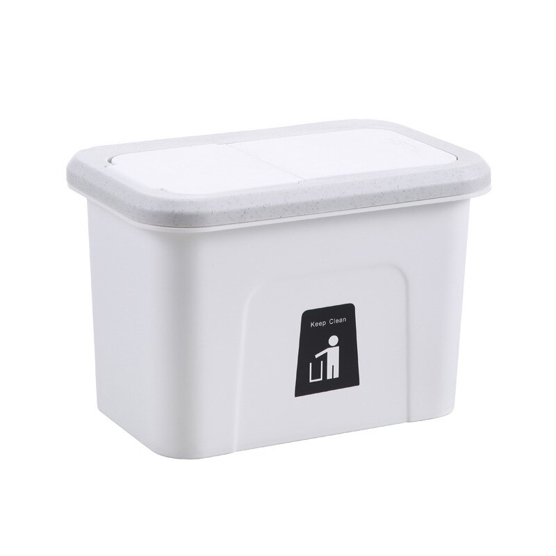 Wall Mounted Trash Can Bin With Lid Waste Bin Kitchen Cabinet Door Hanging Trash Can Recycle Dustbin For Bathroom Toilet Garbage: 02 White