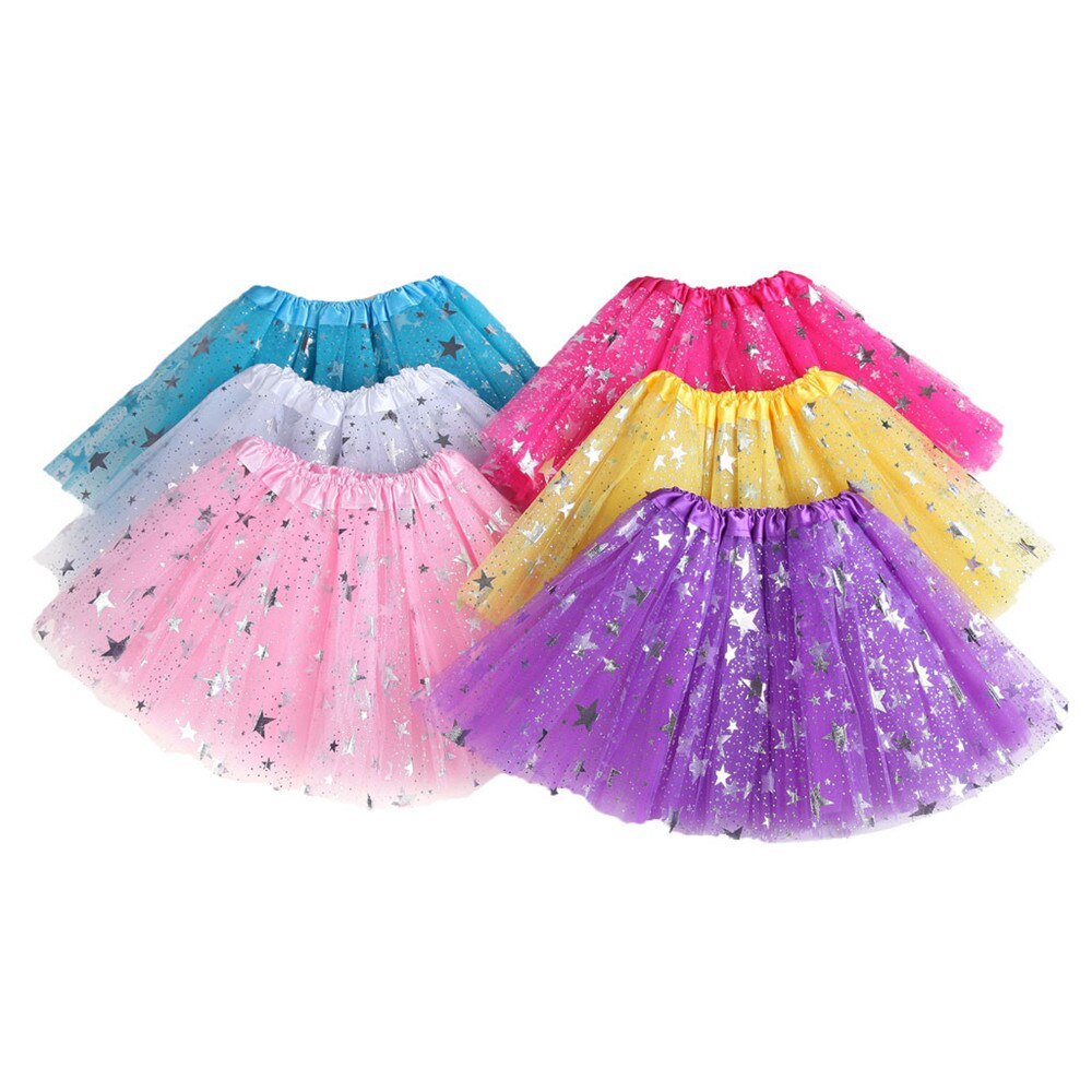 Meisjes Prinses Sterren Glitter Dans Tutu Rok Peuter Pettiskirt Kinderen Chiffon Rok Vijfpuntige Ster Rok Tutu Mesh Rok