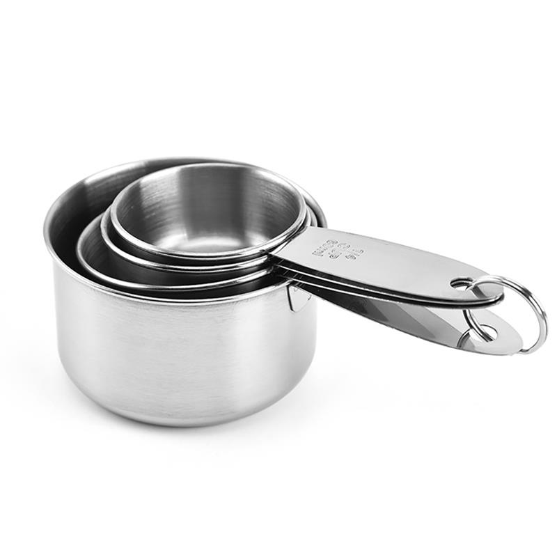 4pcs Measuring Cups And Measuring Spoon Scoop Stainless Steel Handle Kitchen Measuring Tool Measuring Cups And Spoons Set