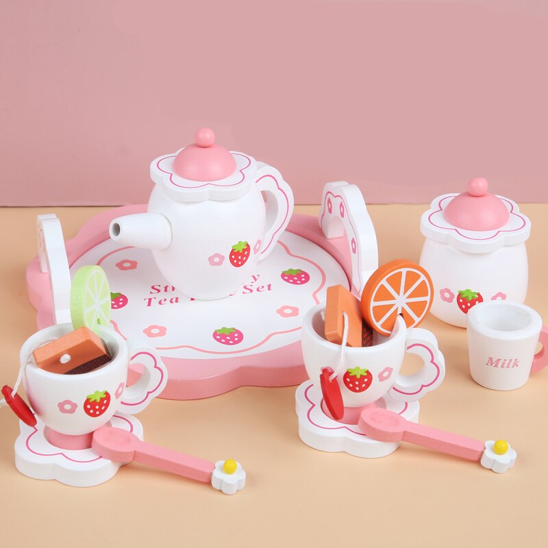 Simulation Wooden Kitchen Toy Tea Set Toy Puzzle Pretend Play House Toy Early Education Tableware For Girl