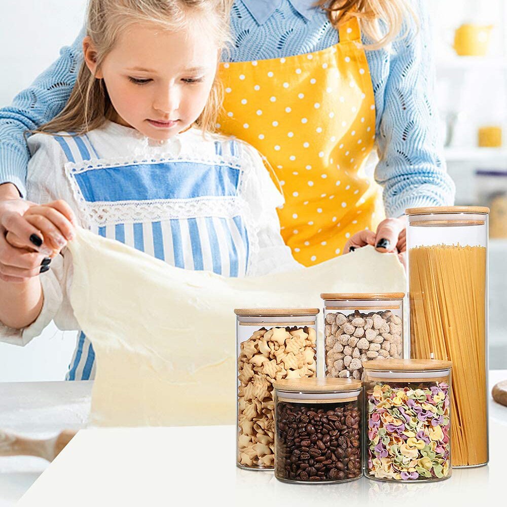 Bocaux de stockage en verre pour céréales en vrac, pour Spaghetti, farine, café, sucre, bocal à épices de cuisine scellé pour multi-céréales