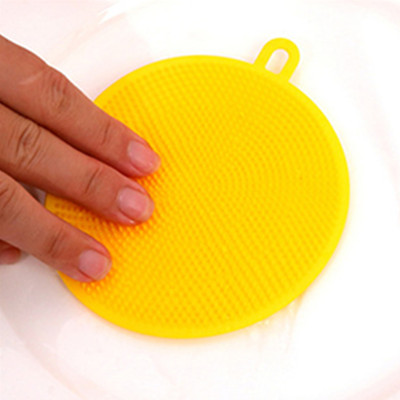 Keuken Accessoires Siliconen Reinigingsborstel Groente-en Reiniging Tool Pad Pot Afwassen Spons Schuursponsje Gadget T: Yellow