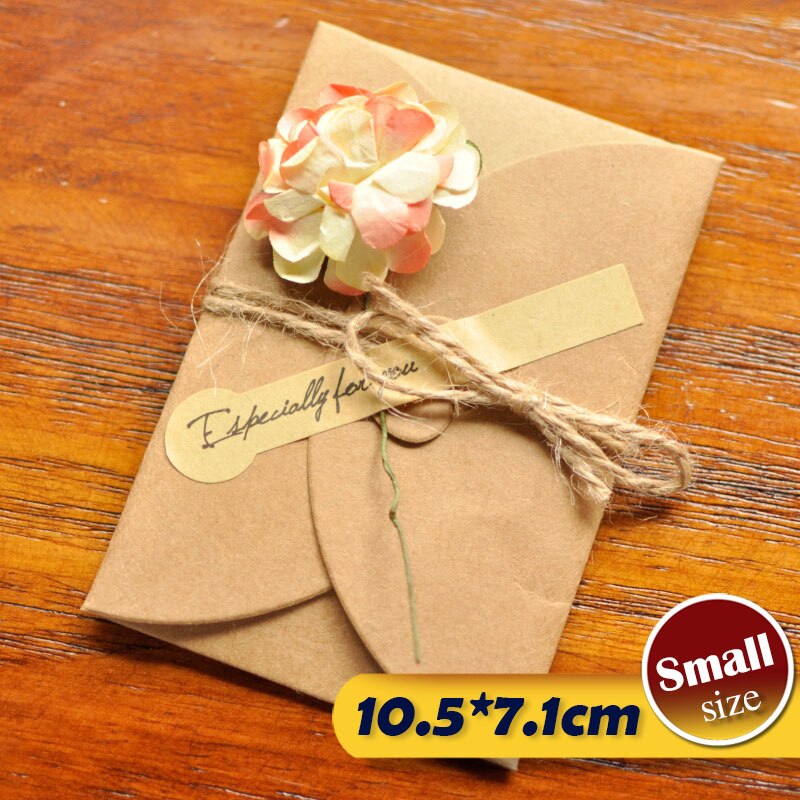 12 stk bryllupsblomst invitasjonskort kraftpapir konvolutt tørket blomsterlomme invitasjoner til fest og bryllup: Liten -c6-12 stk