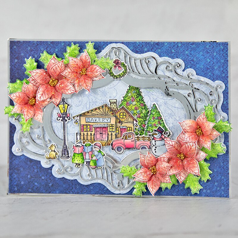 Retro Swirls Flowers Brochure Shaped Rectangle Photo Frame Edge DIY Scrapbooking Album Cards Paper Craft Making Template Die Cut