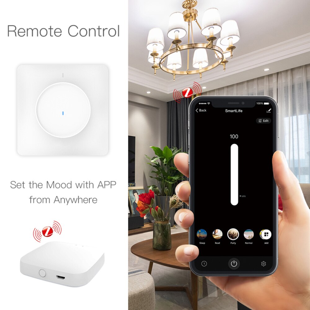 Smart Home EU ZigBee Rotary LED Light Dimmer Switch Smart Life/Tuya APP Remote Control Work With Alexa Google Voice Assistants