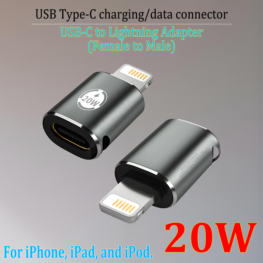 USB Type-C PD 20/27W charging data connector for iPhone, iPad, iPod, USB-C to Lightning adapter, female to male, multiple styles: Option 1