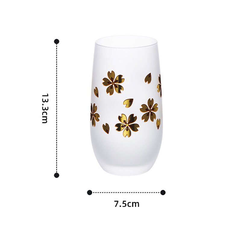 Japanse Stijl Sakura Frosted Glas Eco-Vriend Wijn Sap Bier Cup Featured Gouden Textuur Koffiekopje Creatieve Cadeau Voor vrienden: SAKURA D