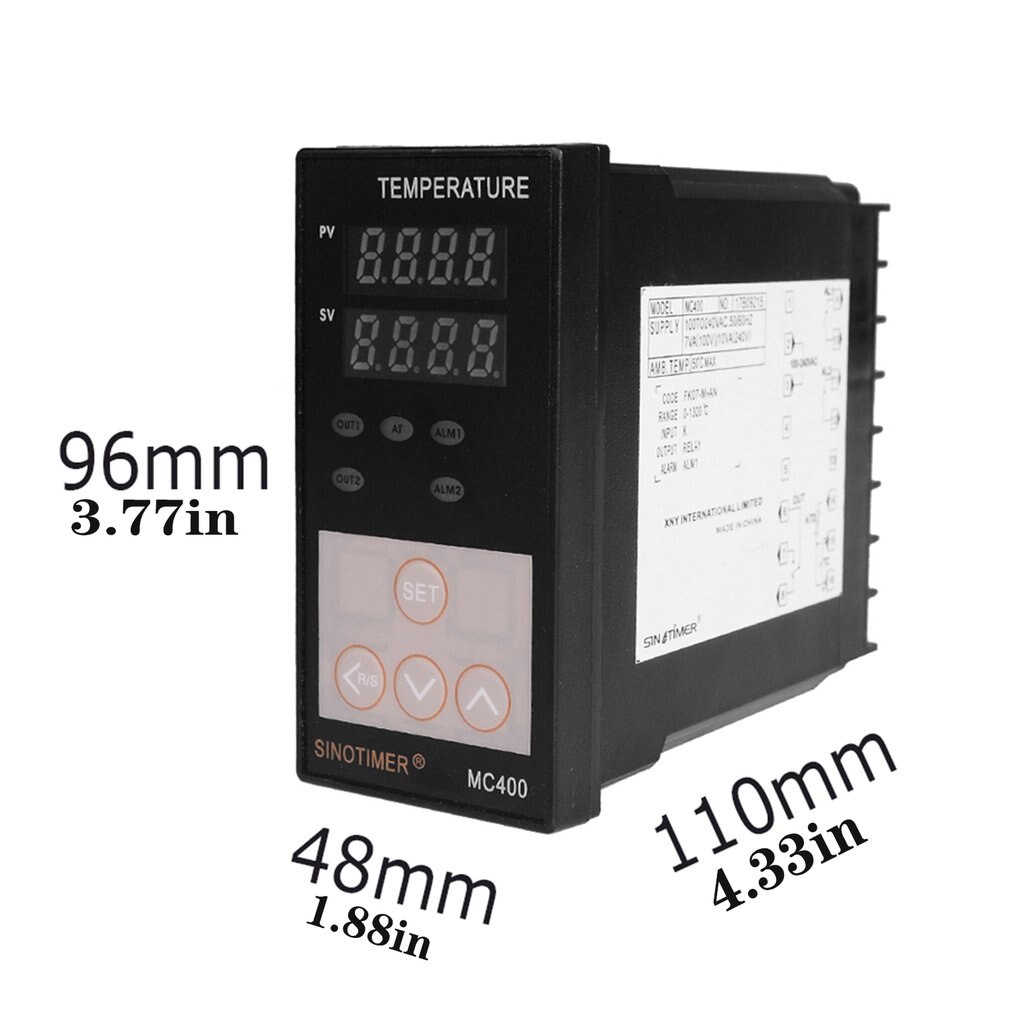 Thermostat K à sortie relais ou entrée PT100, contrôleur de température numérique PID pour chauffage ou refroidissement avec alarme