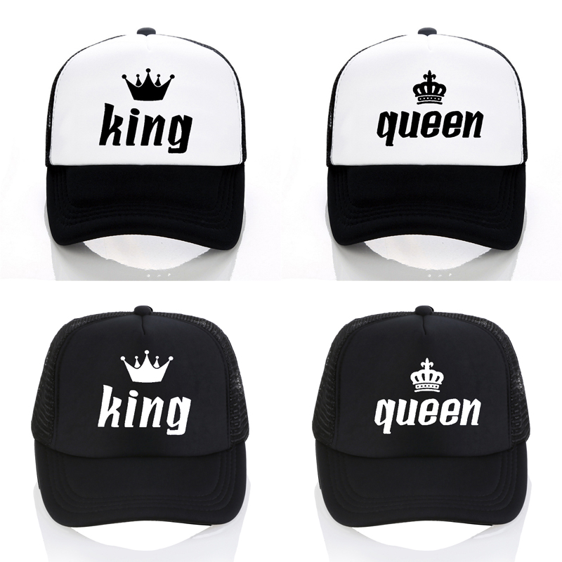 king queen cap crown Print baseball Caps Men Women Summer Visor Snapback Hat White Black Lover Trucker bone