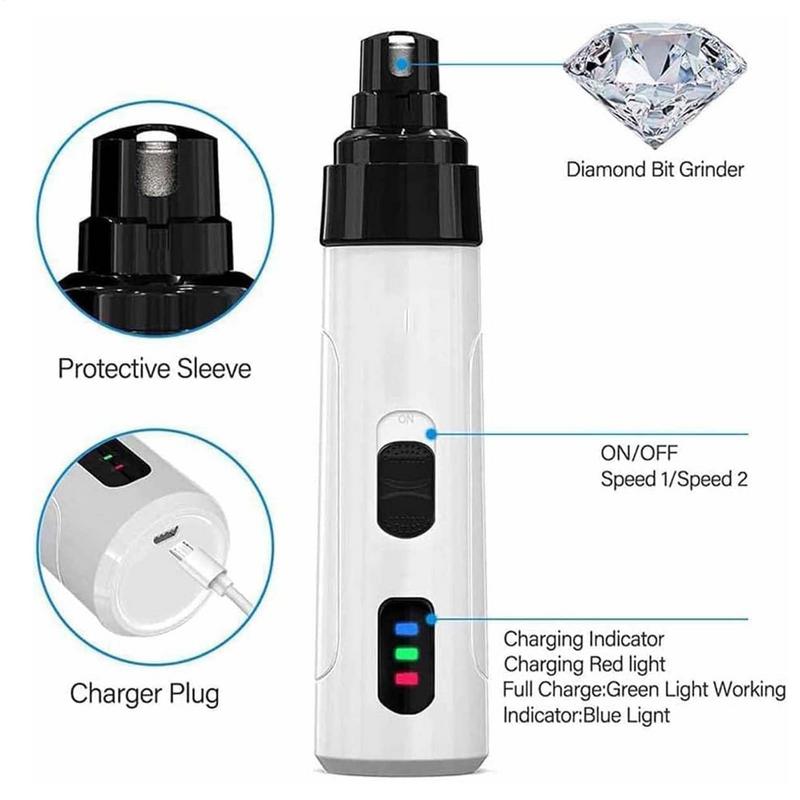 Cortauñas eléctrico para perros, cortaúñas para mascotas con carga USB, molinillo de uñas silencioso para mascotas, herramientas para el cuidado de uñas con patas de gato