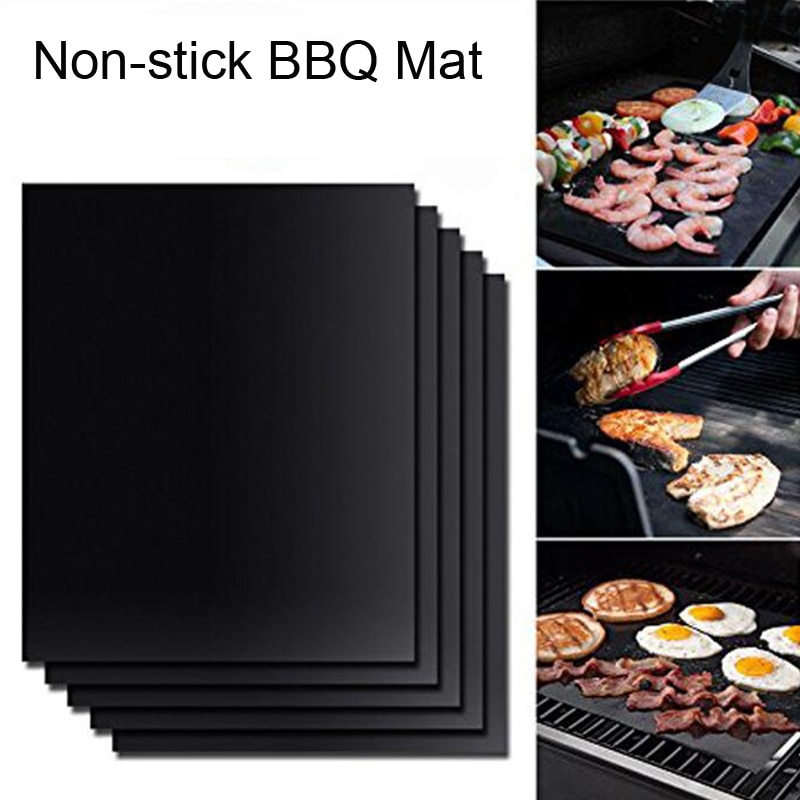 0.2mm tykk ptfe grillgrill matte non-stick gjenbrukbare bbq grillmatter ark grill bbq liner teflon kokeplater verktøy 33*40cm