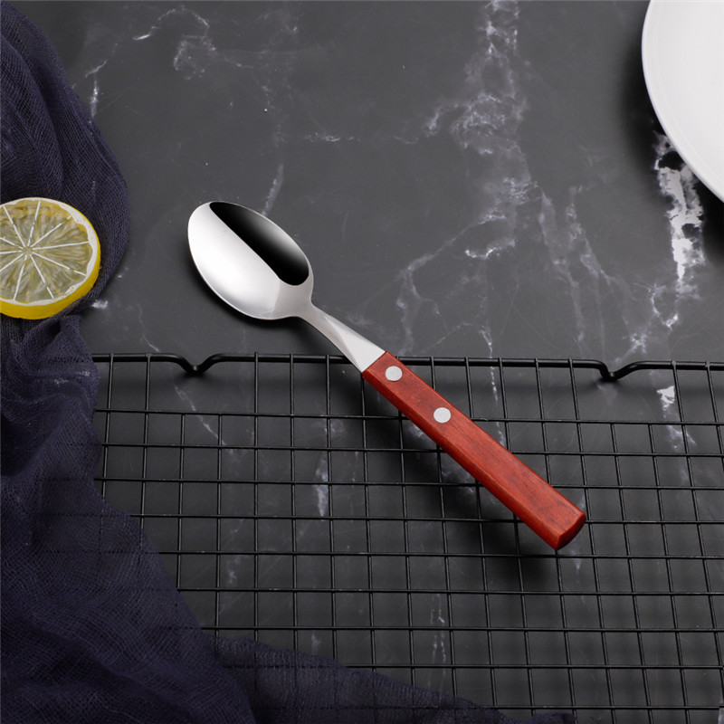 Keuken Houten Handvat Servies Rvs Bestek Set Luxe Lepels Vorken Messen Diner Set Koffie Servies